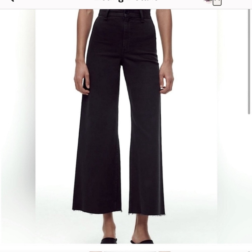 Zara high waisted cropped wide leg raw hem back pants size 4